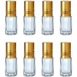 Glass Roll-on Bottle with Gold Cap, 3ml Capacity - Pack of 12-18