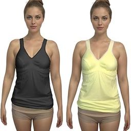 Women's Regular Fit Sleeveless Cotton Camisole Slip Spaghetti Plus Size Pack of 2 Multicolor-image-46