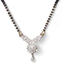 Gold Plated AD Mangalsutra 18" Black Beads Chain American Diamond Pendant, Stylish and Traditional Tanmaniya for Women-image-51
