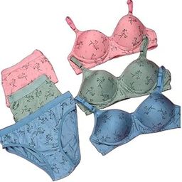 Pack of 3 Women's & Girl's Full Coverage Multicolored Light Padded Lingerie Set.-image-72