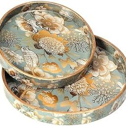 MAKIFY Set of 2 MDF Wood Trays Enamel Coated| Round Trays | Serving Trays | Wooden Tray | Kitchen & Dining Decorative | Resin Tray | Handmade | 7x7 & 9x9inch Set of 2-image-33