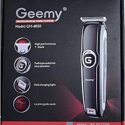 NURAT® Geemy GM-6050 T-Blade 1 to3 mm Adjustable Professional Rechargeable Hair trimmer Hair Clipper For Men, Trimmer For Men Shaving, Savings Machine, 70 Min Coddles Use, Black-image-50