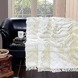 Homitecture Cotton Hand Woven Sofa Throw for Sofa and Couch AC Comforter Throw Blanket Sofa Cover Dohar for Living Room Home and Office Decor (125X150 cms, White)-image-17