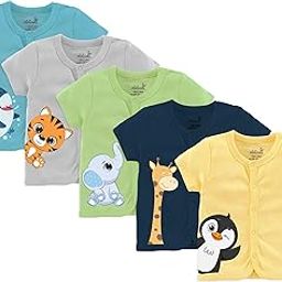 Set of Cotton Unisex Front Open T-Shirt with snap Buttons Pack 5 jhabla-image-14