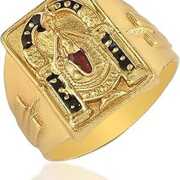 Missmister Brass Micron Goldplated Tirupati Balaji Fingerring Men Hindu Spiritual Temple Jewellery-56