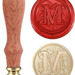 Yoption Initial Alphabet Wax Seal Stamp, Retro Letter M Sealing Wax Stamp Brass Head Wooden Handle for Wedding Party Invitation Envelopes-image-72