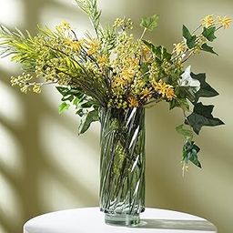 Pure Home + Living Green Swirl Textured Straight Glass Vase - Medium-image-2