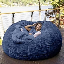 Big Huge Giant Bean Bag Chair for Adults, (No Filler) Bean Bag Chairs in Multiple Sizes and Colors Giant Foam-Filled Furniture - Machine Washable Covers, Double Stitched Seams (Blue,7FT)-image-23