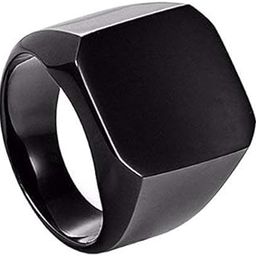 BLACK Stainless Steel and American Diamond Ring for Boys & Men (PACK OF 1)-image-86