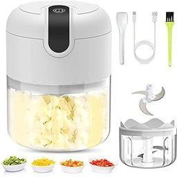 CLOUDTAB Wireless USB Rechargeable Mini Electric Chopper | Food Processor Blender Grinder Mincer for Garlic, Ginger, Onion, Vegetables, Meat, Nuts Stainless Steel Blades (250 ml, Multicolor, 37 Watts)-29