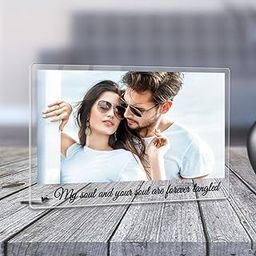 Fashionury Customised Photo and Text Frame Personalized with Metal Removable Stand | Table Top Horizontal Photo Frames | Photo Frame Anniversary and Gift Birthday (Transparent Acrylic, 6 * 9 Inches)-image-75
