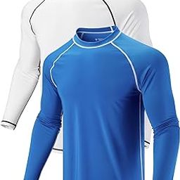 2 Pack Men's Sun Protection Long Sleeve Swim Shirts UPF 50+ Loose Fit Rash Guards Fishing Quick Dry Clothing-image-41