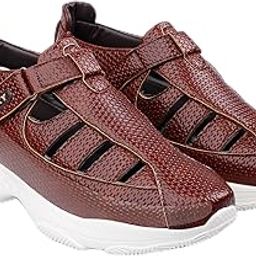 Men's 3 Inch Hidden Height Increasing Synthetic Material Casual Slip-On, Velcro and Eva Sandals.-image-16