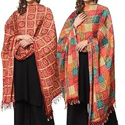 Women's Chinnon Digital Print Bandhani Dupatta, Traditional Design, Maroon and Multicolor, Pack of 2-10