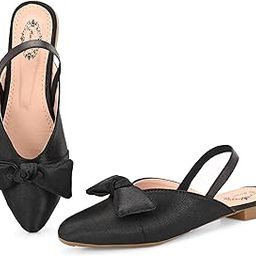 Pointed Toe Mules, Cream Bow Design, Slingback Flat Sandals and Bellies for Women's-5