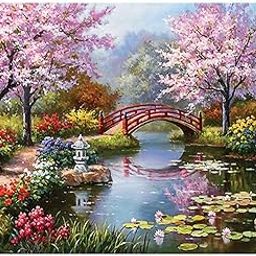MAYJOY DIY 5D Diamond Painting by Number Kits, Full Drill Cross Stitch Crystal Rhinestone Embroidery Paint with Diamonds, Home Wall Decoration Gifts Arts and Crafts (Bridge-16X12In)-image-10