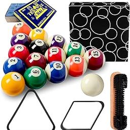 JBB Pool Ball Set with 8 Ball & 9 Ball Racks, Chalks and Billiards Brush (52.5mm, Set of 16 Balls)-picture-28