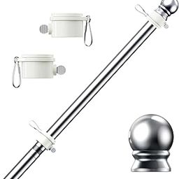 PHITRIC 6 FT Flag Pole for Kit, Tangle Free Spinning Weather Resistant Rustproof Stainless Steel Flagpole Suitable for 3x5 Heavy Garden Flag 1" Dia Flag Pole for House, Wall-Mounted (Without Bracket)-picture-12
