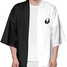 elbme Men' s Japanese Style Kimono Jackets Cardigan Moon Wolf Flying Crane Sea Waves Printed Casual Open Front Coat-picture-7