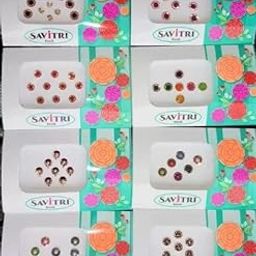 QUBIX Woman Bindi Combo Pack 12 flaps stone colors face Multicolor Bindi-picture-44