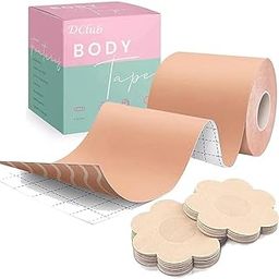 Boob Tape Kit- Boobytape for Breast Lift with Petals, Breathable Adhesive Sticky Bra Tape, Push Up Nipple Tape Includes Disposable Petal Tops Adhesive Nipple Covers. Light Blue-image-12