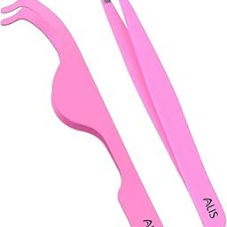 Alis False Eyelashes Applicator Kit | Fish Tail Clip Tweezers for Lashes Application and Removal | Fake Lash Extension Remover Precision Tool | Eyelash Extension Tweezers Set of 2 Pink (Lashes_Tweezer_Pink)-15