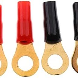 LOOM TREE® 4 Pieces Copper Ring Terminals 4 Gauge 5/16 Hole 2Red 2Black | 2Red 2Black-image-10