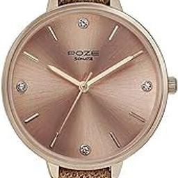 Poze Quartz Analog Rose Gold Dial Leather Strap Watch for Women-picture-13