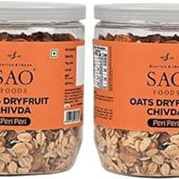 SAO Foods Oats Dryfruit Chivda Peri Peri - 540g | Pack of 2 Jars (270g each) | Traditional Indian Healthy Snacks Savoury-image-82