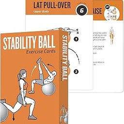 ELAORY Stability Ball Workout Cards, 62 Exercises Cards Deck Large Size 5" x 3.5" Fitness Cards for Women & Men, Beginner Fitness Guide to Training Exercises at Home or Gym-25