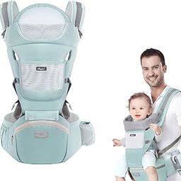 Huifen Baby Carrier Newborn to Toddler, Multi-Functional 9 in 1 Baby Carrier with Hip Seat for All Seasons All-Position, Baby Backpack Carrier for Child, Toddler, Infant, Newparents (7-40Lb) (Green)-3