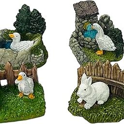 Kriwin Pack of 4 Duck & Rabbit Miniature Toy Animal Figurines for Landscaping/Doll House Accessories/Terrariums/Fairy Gardens/Plant Decoration-image-16