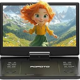15.7" Portable DVD Player with 14.1" HD Swivel Screen, 6 Hours Rechargeable Battery, Dual Speakers, USB/SD/TV Sync, Support Multiple-17