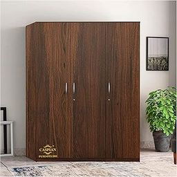 CASPIAN Wooden Almirah || Wooden Cupboard || Home Storage Cabinet Engineered Wood 3 Door Wardrobe (Finish Color - Walnut Brown, Pre-Assembled)-picture-21