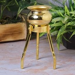 NEETU ARTS 4-Inch Brass Round Abhishek Stand Set with Kalash – Shivling Abhishek Pooja Accessory for Home Temple Décor-25