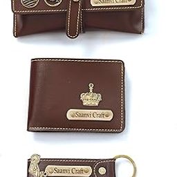 Dream Gift GLORE Your Name Leather Unisex Customized Passport Holder and Men's Wallet with Key Chain, Personalized Gifts, Personalized Accessories, Multicolor (Gift Combo-01)-24