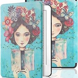 SwooK Classic Printed Magnetic Flip Cover Case for 6.8" Kindle Paperwhite 11 11th Generation 2021 / Kindle Paperwhite Signature Edition Soft Back Flip Cover Case (Reading Girl)-image-37