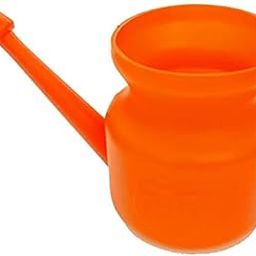 YOGSADHAK Jal Neti Pot Plastic om Printed Orange 450ML-1