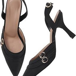 Super Comfortable Solid Pointed Close Toe Stilettos Heel Sandals For Women & Girls-37