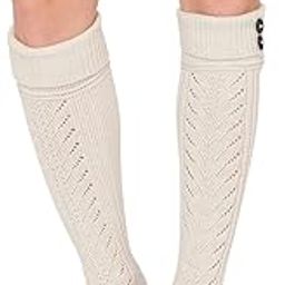Women Wool Socks Winter Vintage Warm Soft Thick Knit Woolen Knee Length Socks (Black)-image-18
