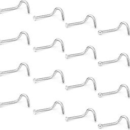 16Pcs Nose Rings 18G Nose Studs Surgical Steel 1.5MM Clear Crystal Nostril Ring Body Piercing Jewelry for Women Men-image-23