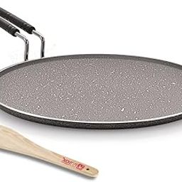 ivbox Rio-Marble Induction Base 300mm Non-Stick Multi-Purpose Aluminium Tawa, Grey (30cm, Induction and Gas Stove Compatible)-8