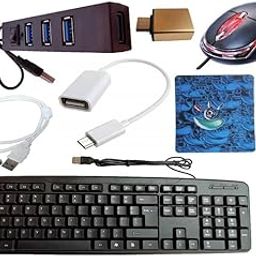 Anjo 8 in 1 Combo of Wired Keyboard, Wired Mouse, Mouse Pad, Type-A USB Hub with Switch, 2 in 1 Cleaning Kit 100ml, OTG Micro & C to A Type, USB Extension Cable Male to Female Type A 1.5m-image-54