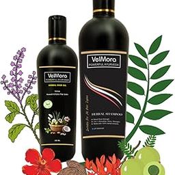 VelMora Herbal Hair Oil - 200 ml + VelMora Herbal Shampoo – 500 mL | Ayurvedic hairoil | Combo Pack | Enriched with 10+ Ayurvedic Herbs for Hair Fall Control, Stronger & Thicker Hair, Healthy Scalp | Made with 100% Herbal Extracts-11