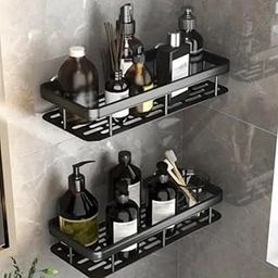 Xariya Aluminium Bathroom Wall Shelf - Drill Free, Self Adhesive Stand, Accessories Holder (Pack of 2)-image-81