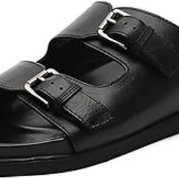 Mens Solid Leather Comfort Casual Slippers (201837FW)-image-22