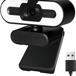 Yoidesu Webcam for PC, 1080P HD Webcam with Adjustable Ring Light and Microphone, Rotatable Wide Angle Camera, Plug and Play USB Web Camera for Wins OS X Laptop Desktop-3
