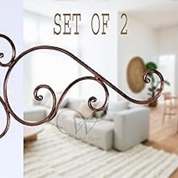 Wood Art Store Copper Antique Wall Bracket for Bird Feeders & Houses Planters Lanterns Wind Chimes Hanging Baskets Ornaments String Lights (Set of 2) (Cooper Antique)-image-55