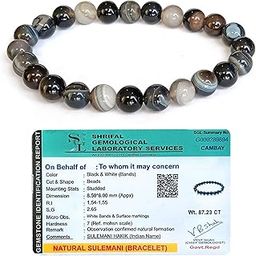 Natural Sulemani Hakik Bracelet - Sulemani Hakik Stone Original Certified Bracelet for Mental Clarity, Courage, Removal of Negative Energies, Confidence, and Root Chakra Healing - 8MM Beads-picture-28