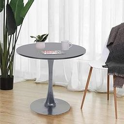 Anamino Shoppee Round Dining Table with Wooden Top for Kitchen Bar Patio and More, Modern Big Coffee Table Living Room Accent Table with Tulip Style-Grey-picture-19